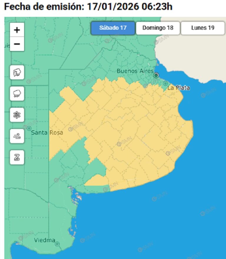 Alerta amarilla por tormentas fuertes en un amplio sector bonaerense