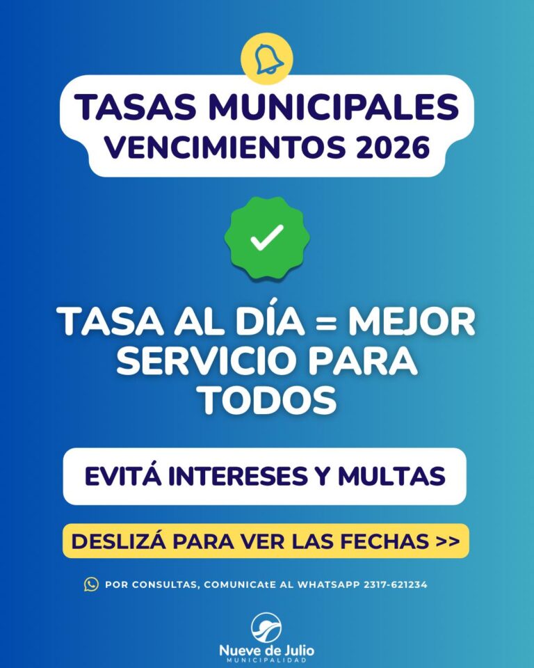 Recordatorio de vencimientos para el pago de tasas municipales
