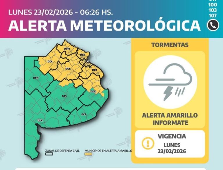 Alerta Amarillo por tormentas en la provincia de Buenos Aires