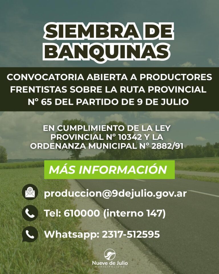 Convocan a productores frentistas para la siembra de banquinas en la Ruta 65