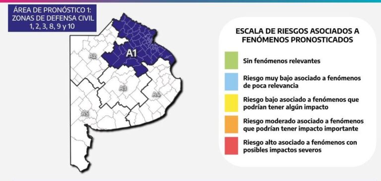 Alerta amarillo por vientos intensos y tormentas para la noche del martes y madrugada del miércoles