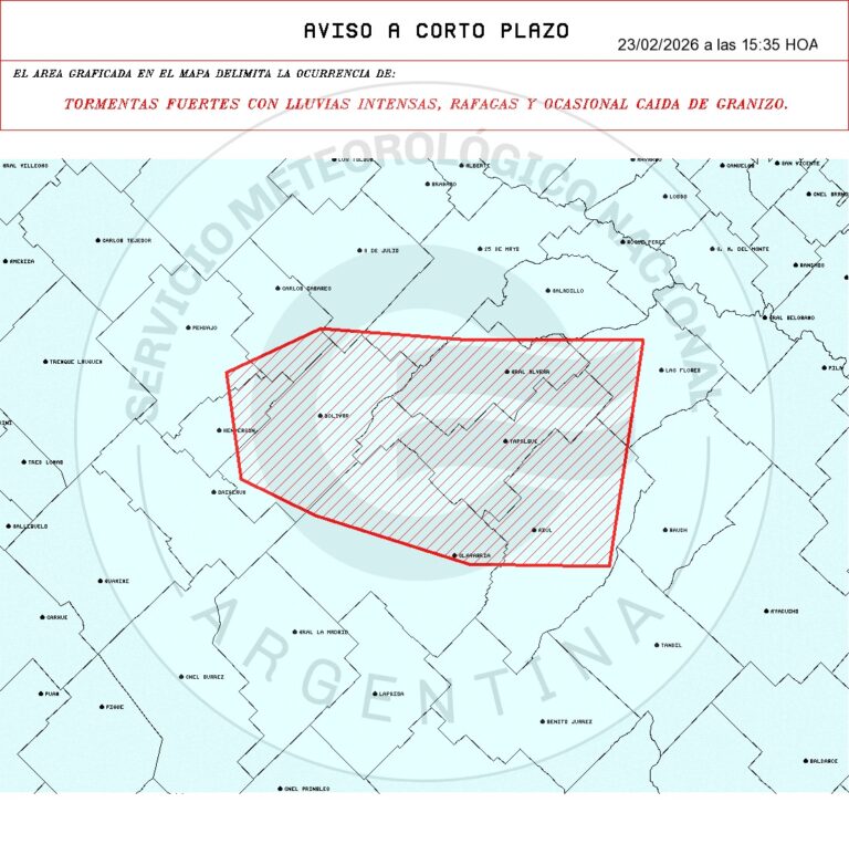 Comienzan tormentas aisladas en el centro de la provincia con posible caída de granizo