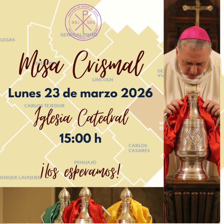 La Diócesis de Nueve de Julio celebrará la Misa Crismal este lunes