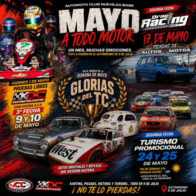 El autódromo nuevejuliense acelera con una agenda imperdible durante todo mayo