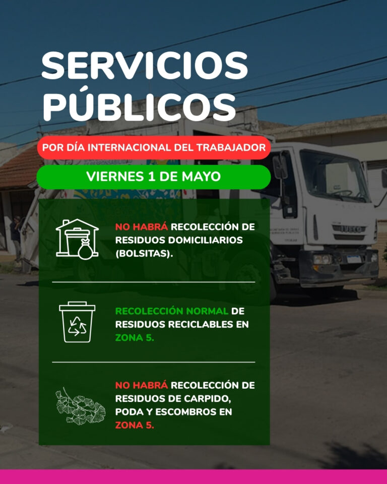 Día Internacional del Trabajador: cambios en el cronograma de recolección de residuos