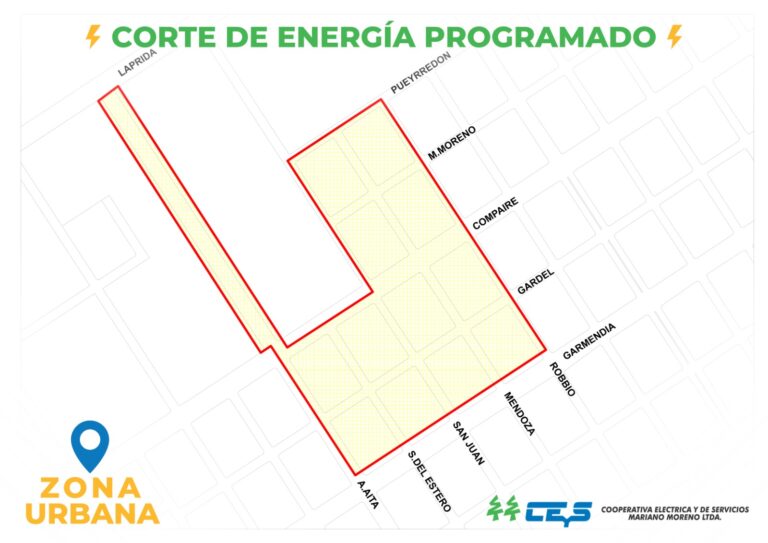 Corte de energía programado en un sector de la ciudad
