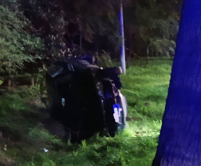Vuelco en la madrugada en la intersección de Presidente Perón y Los Zorzales