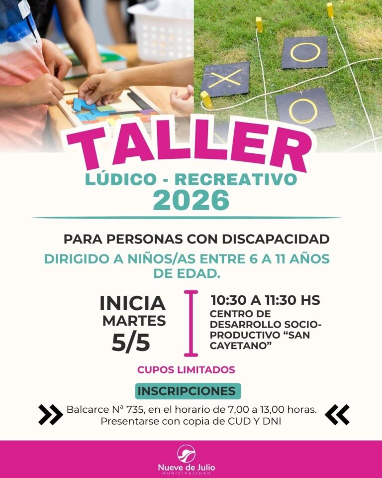 Se abren las inscripciones para taller recreativo destinado a niñas y niños con discapacidad