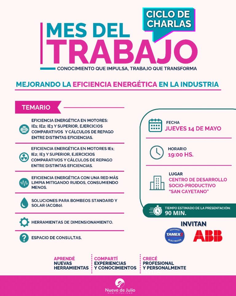 Mes del Trabajo: brindarán una charla sobre uso eficiente de la energía en la industria