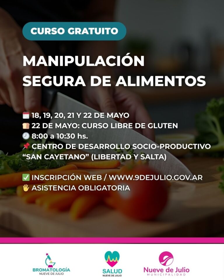 Últimos cupos para el curso gratuito de Manipulación Segura de Alimentos