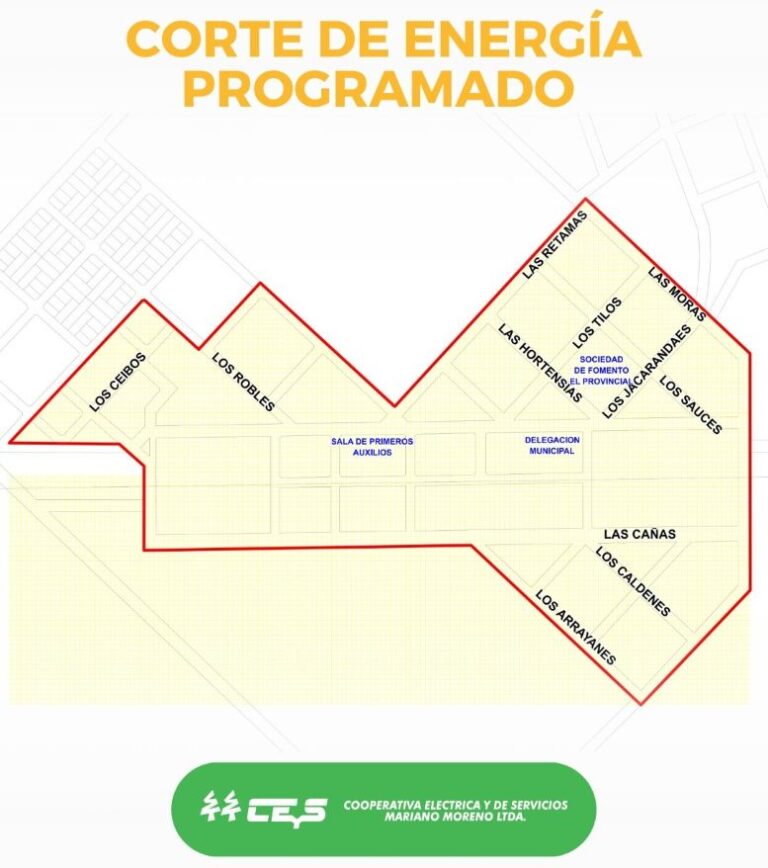 Corte de enrgía programado en zona urbana