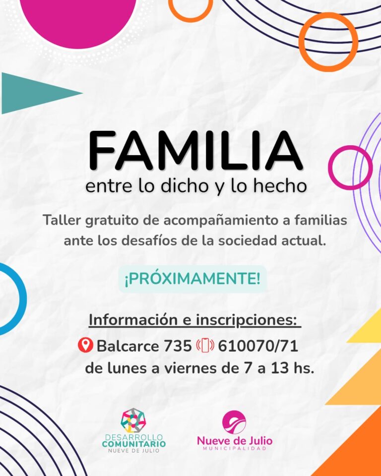 Taller gratuito para acompañar a familias y fortalecer vínculos de cuidado