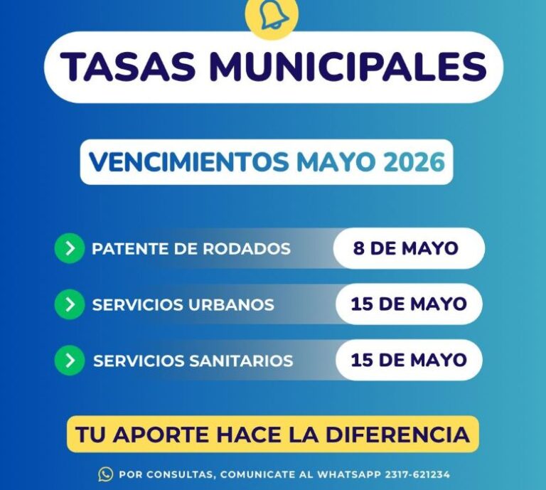 Se recuerdan los vencimientos de tasas municipales