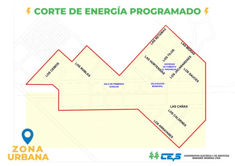 La CEyS Mariano Moreno programó un corte de luz en El Provincial