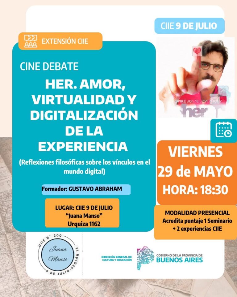 El CIIE Nueve de Julio abre la inscripción para una extensión sobre vínculos digitales a partir de la película “Her”