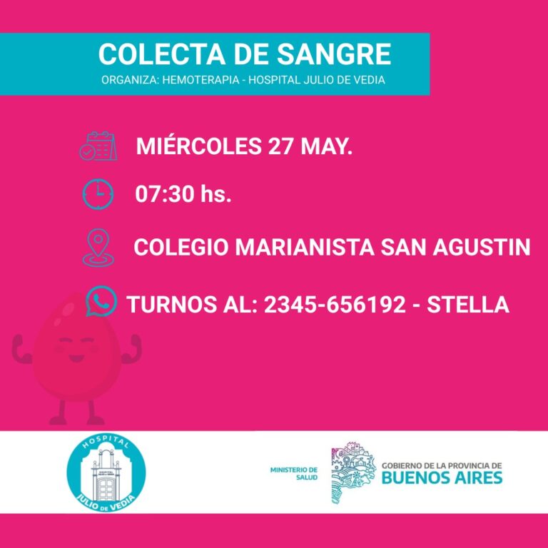 Colecta de sangre en el Colegio Marianista San Agustín organizada por el Servicio de Hemoterapia de Nueve de Julio