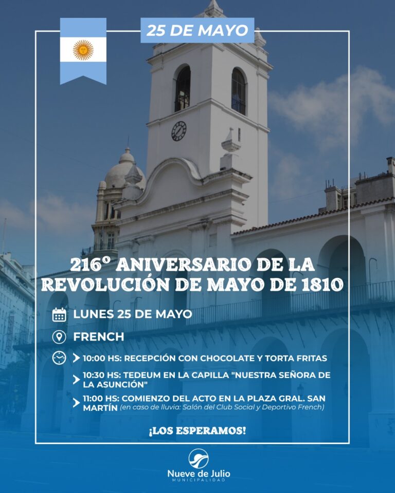 French será sede del acto oficial del distrito por un nuevo aniversario de la Revolución de Mayo