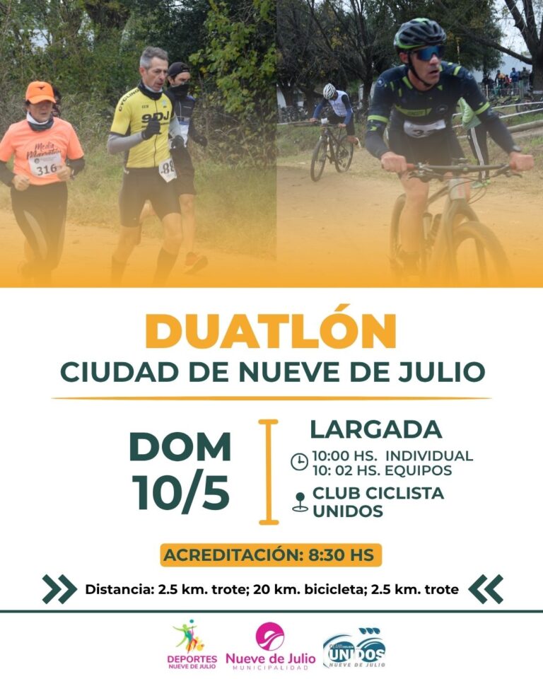 Nueve de Julio se prepara para el Duatlón “Ciudad de 9 de Julio” este domingo 10 de mayo