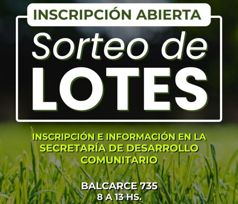 Sorteo de lotes: vence la presentación de documentación
