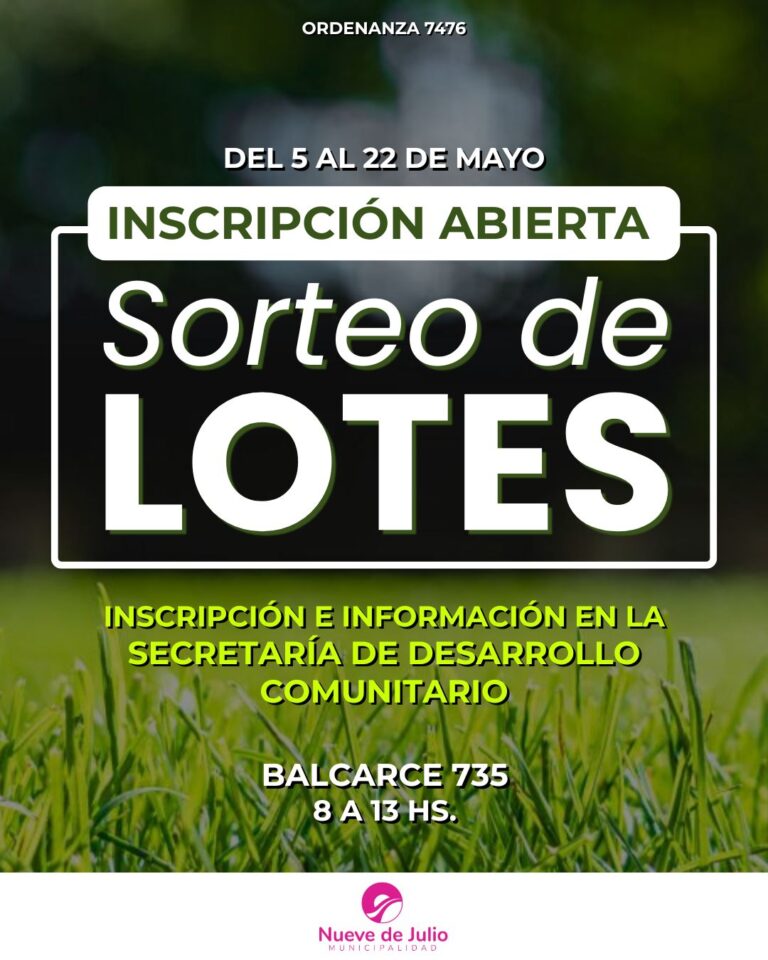 Continúa la inscripción para el sorteo de lotes municipales