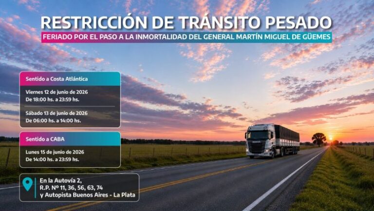 Restricción de tránsito pesado por el fin de semana largo