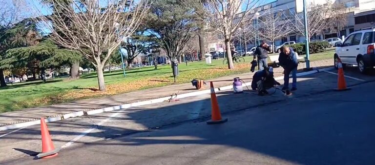 Comenzaron los trabajos para implementar el estacionamiento a 45 grados en reversa alrededor de Plaza Belgrano