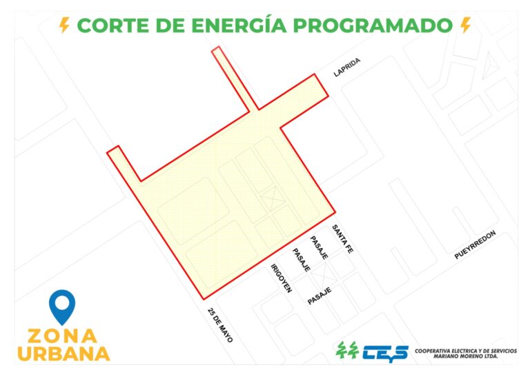 Corte programado de energía de la CEyS por tareas de mantenimiento en un sector nuevejuliense