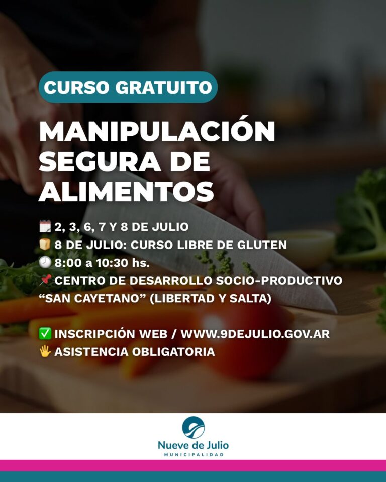 Curso gratuito de Manipulación Segura de Alimentos: ya está abierta la inscripción