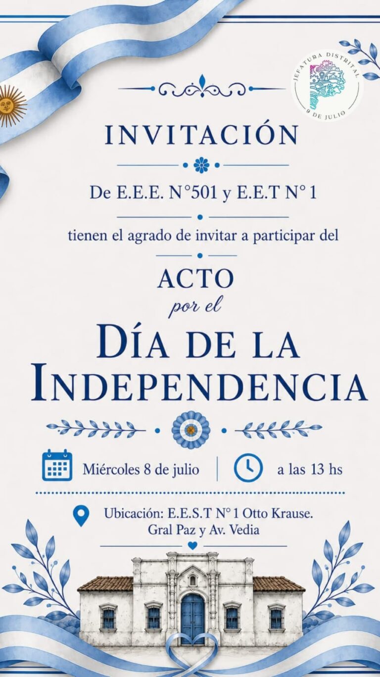 La Escuela de Educación Especial N.º 501 y la Escuela de Educación Temprana N.º 1 invitan al acto por el Día de la Independencia