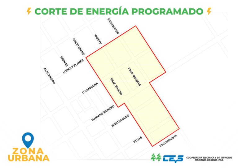 Corte de luz programado por la CEyS Mariano Moreno afectará a un sector de Barrios Unidos este martes