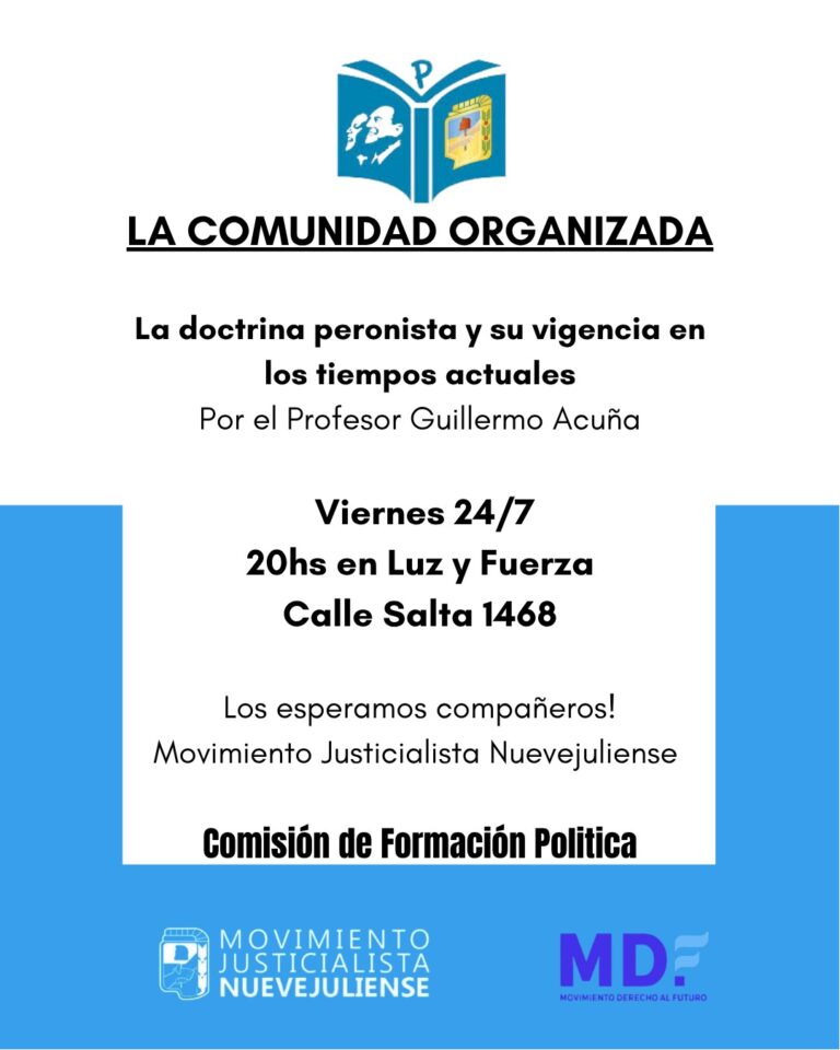 Invitan a una jornada de formación política sobre “La Comunidad Organizada”