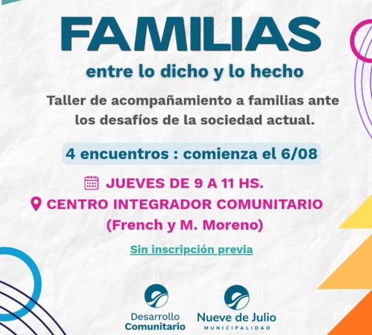 Taller gratuito para acompañamiento familiar