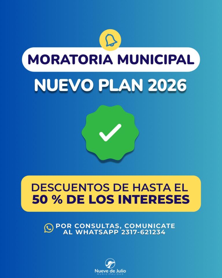 Prorrogan hasta el 30 de septiembre el Plan de Regularización de Deudas con la Municipalidad de Nueve de Julio