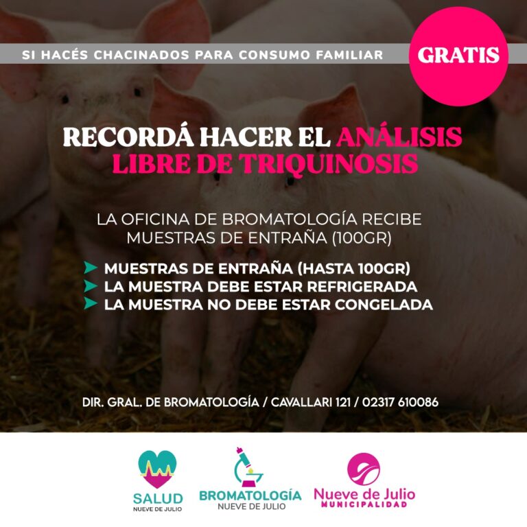 Análisis gratuito de triquinosis: el Municipio recuerda la importancia de los controles sanitarios