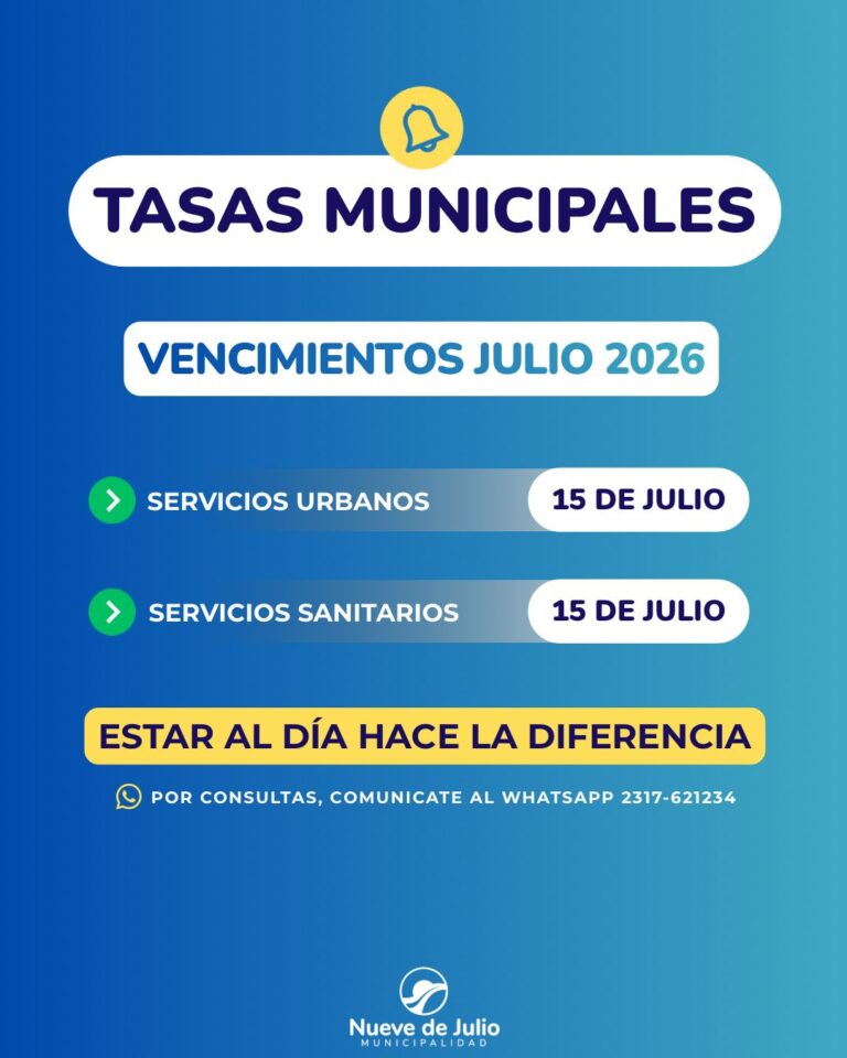 La Municipalidad recuerda los vencimientos de las tasas municipales de julio