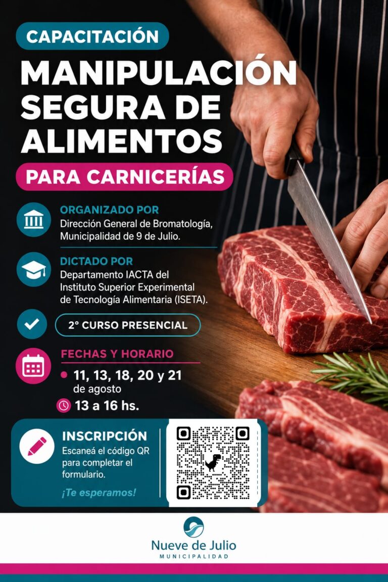 Capacitación gratuita en manipulación segura de alimentos para carnicerías