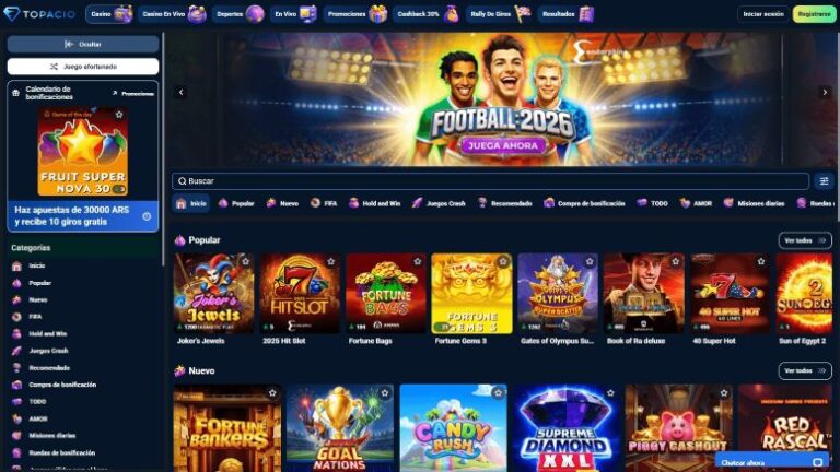 Experiencia de juego móvil con Topacio Casino