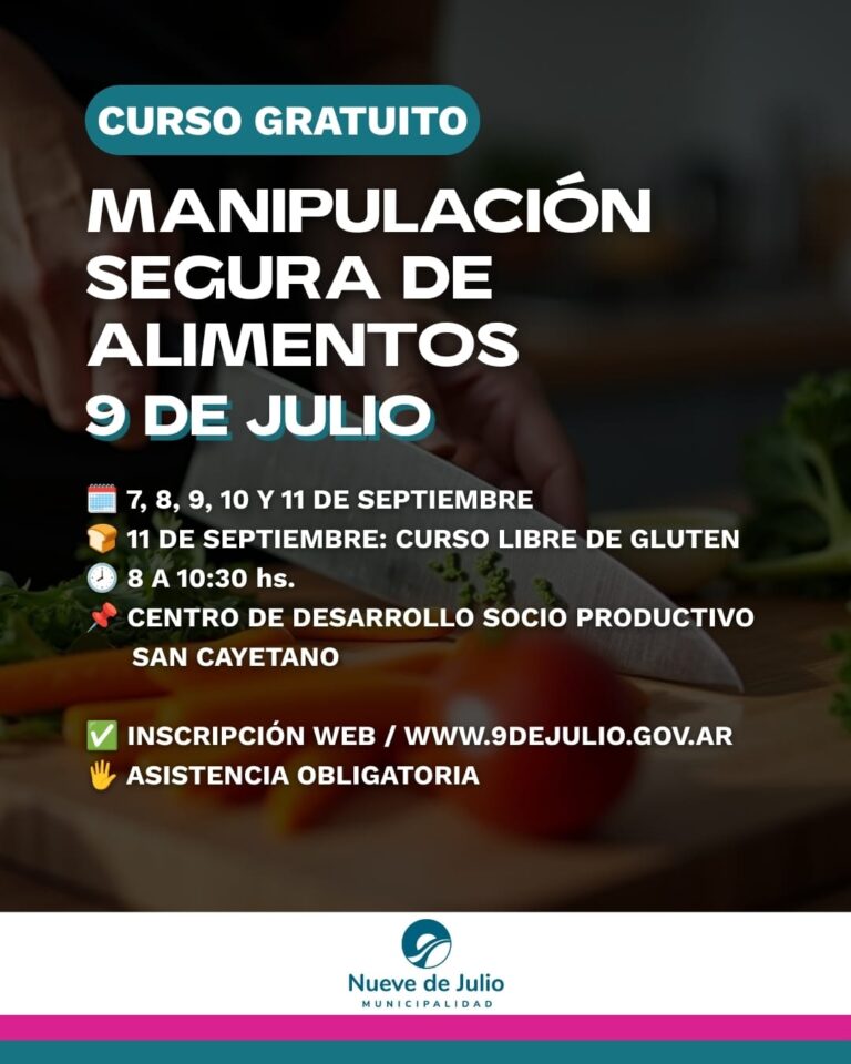 Curso gratuito de Manipulación Segura de Alimentos en San Cayetano